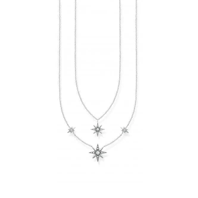 Sterling Silver Zirconia Stars Necklace KE1984-643-14-L45V