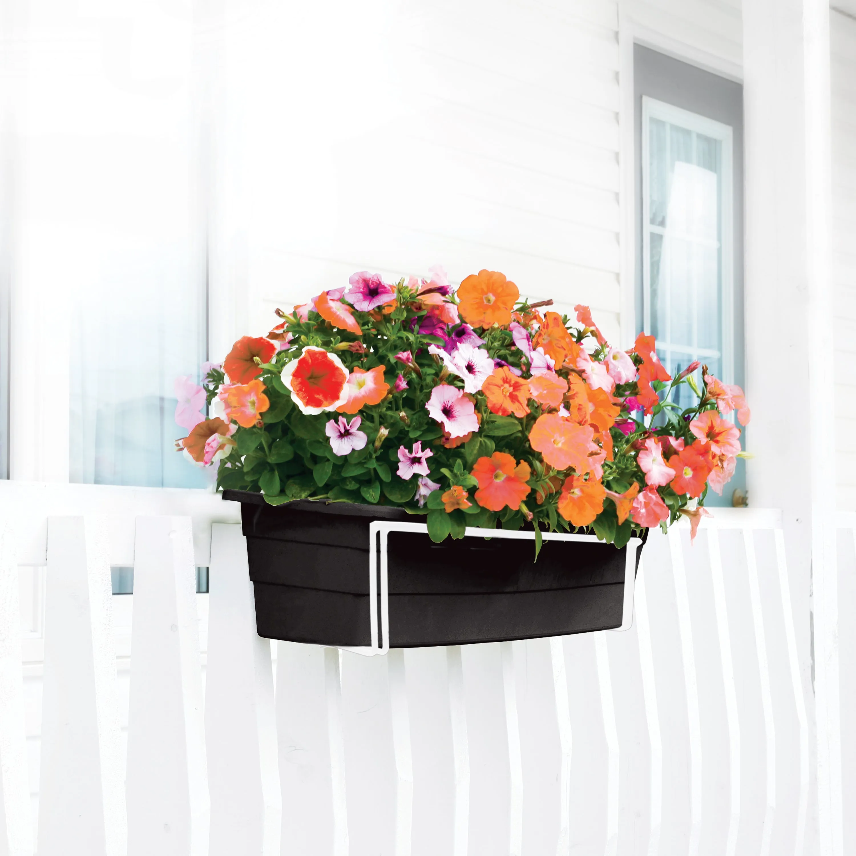 Sun Joe FPH1901W Deco Joe Adjustable Flower Box Holder | 18" - 36" in Length | White