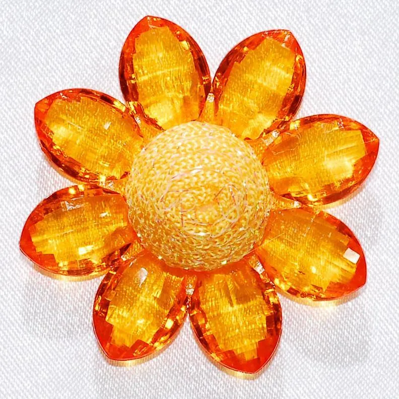 Sunflower Acrylic Crystal Flower, 1-3/4-inch, 6-Piece