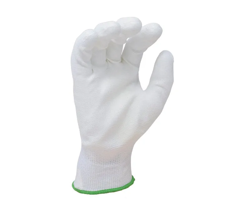 TASK GLOVES - 13 Gauge Black Gloves, Polyester Shell, White Polyurethane Palm Coated - Quantity 12 Pair