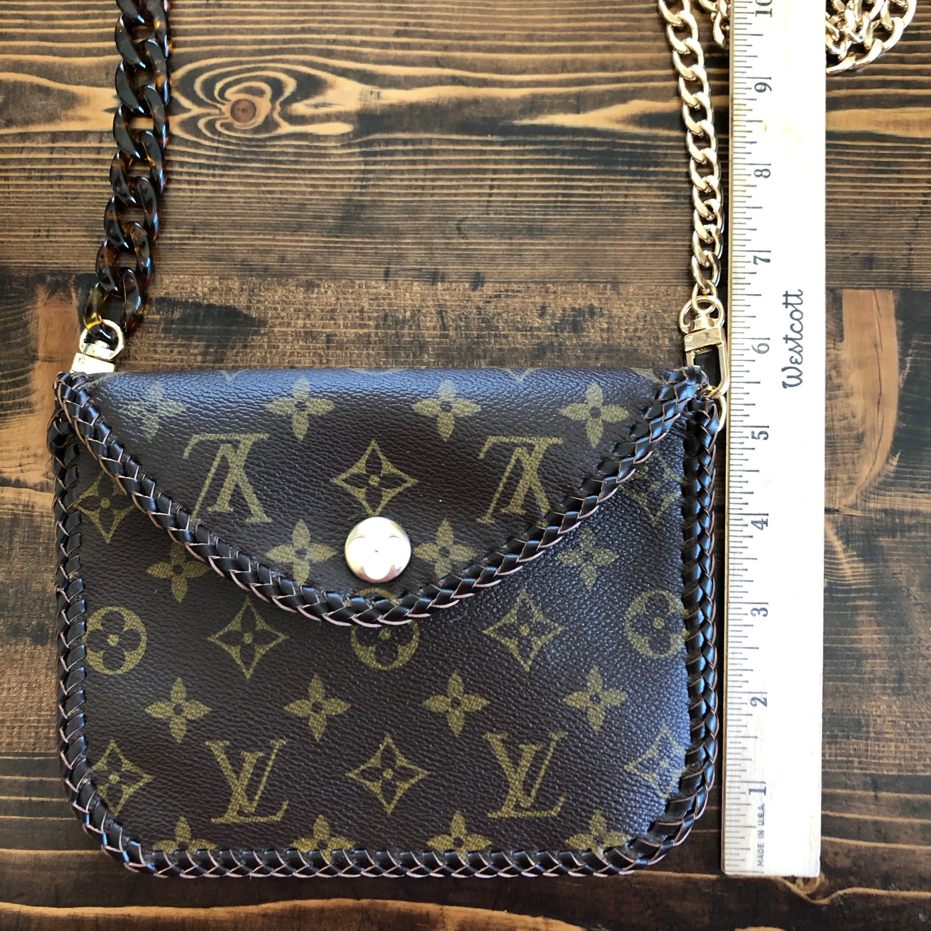 The Falcon with Back Pocket - Tortoise Shell Monogram Wristlet/Crossbody/Clutch