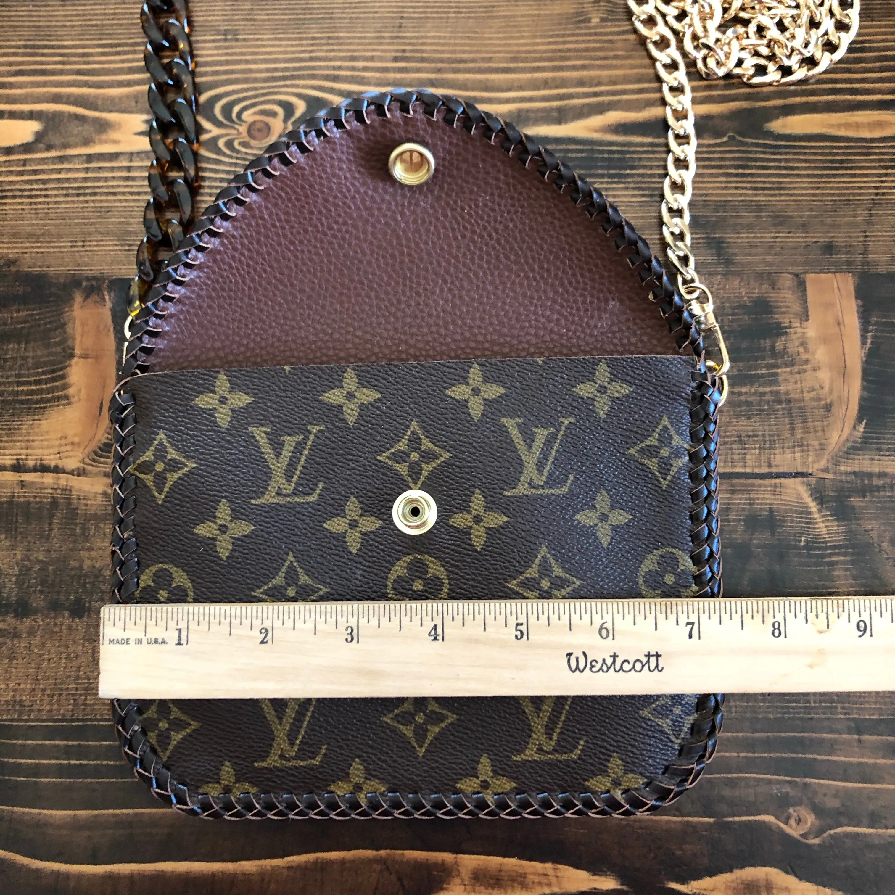 The Falcon with Back Pocket - Tortoise Shell Monogram Wristlet/Crossbody/Clutch