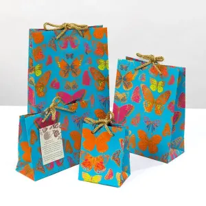 Turquoise Butterfly Gift Bag - Mini