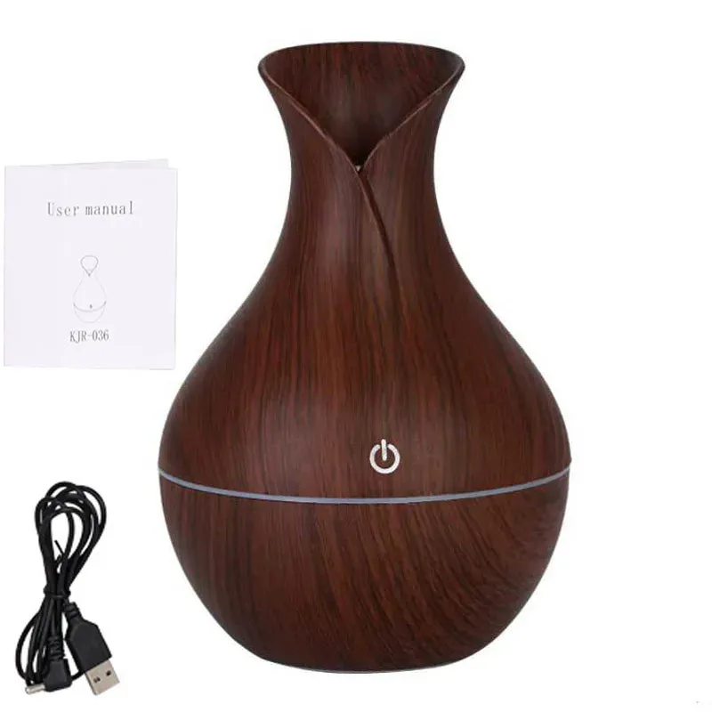 USB Electric Aroma Air Humidifier Wood Ultrasonic Air Humidifier Essential Oil Aromatherapy Cool Mist Maker For Home Office