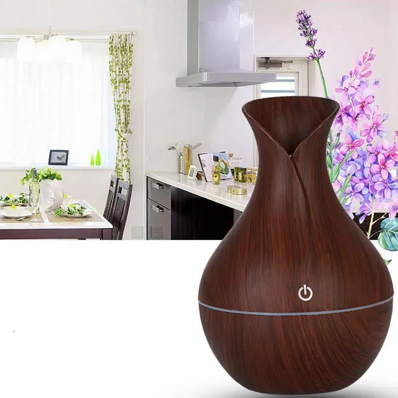 USB Electric Aroma Air Humidifier Wood Ultrasonic Air Humidifier Essential Oil Aromatherapy Cool Mist Maker For Home Office