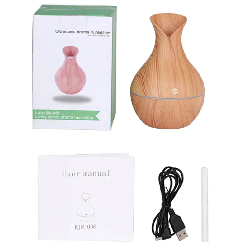 USB Electric Aroma Air Humidifier Wood Ultrasonic Air Humidifier Essential Oil Aromatherapy Cool Mist Maker For Home Office