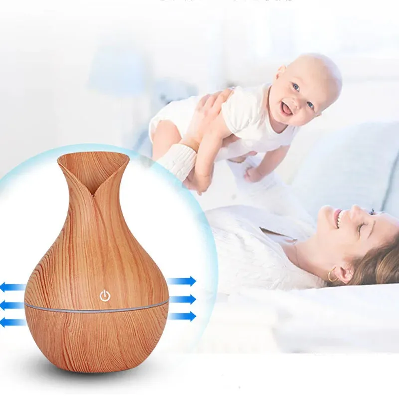 USB Electric Aroma Air Humidifier Wood Ultrasonic Air Humidifier Essential Oil Aromatherapy Cool Mist Maker For Home Office