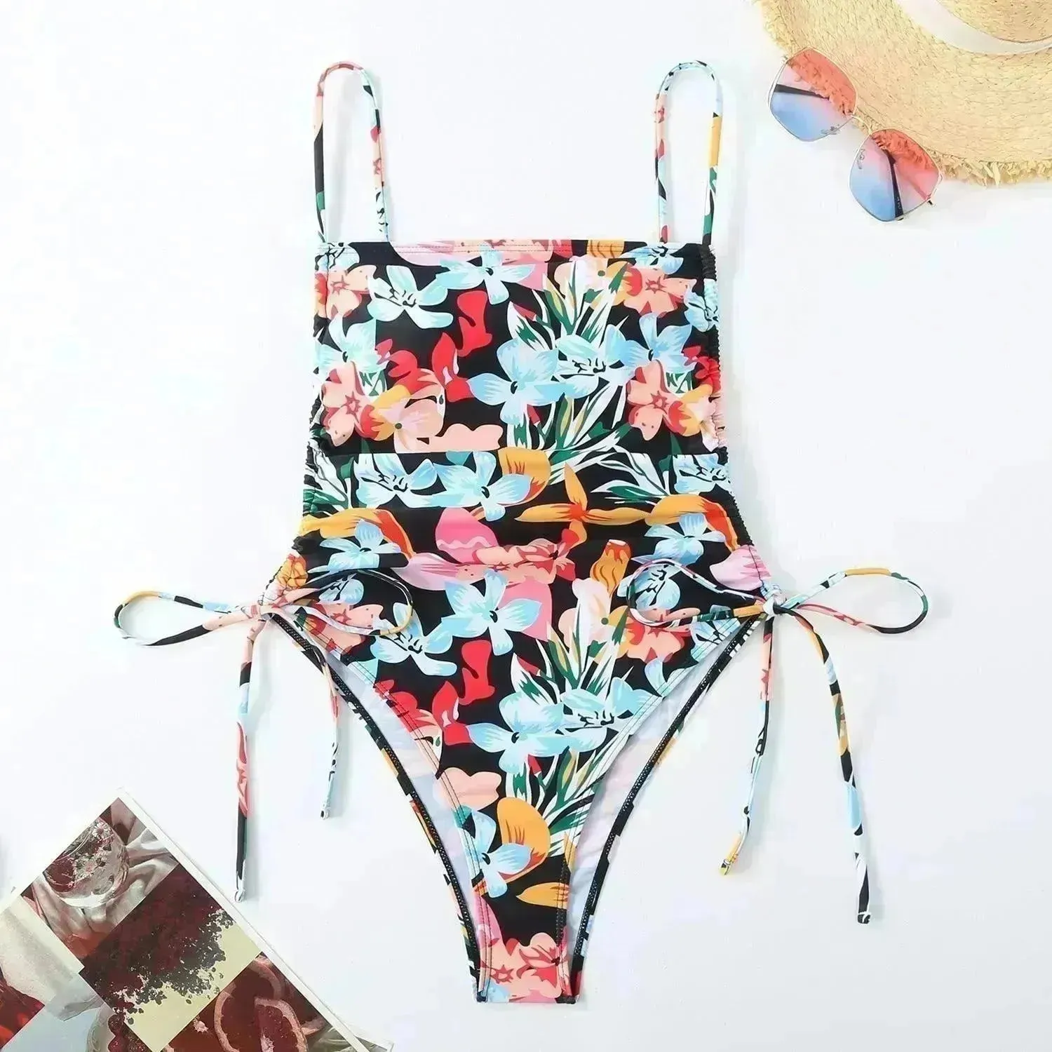 Vacation Style Drawstring Slimming Charming One Piece Swimsuit