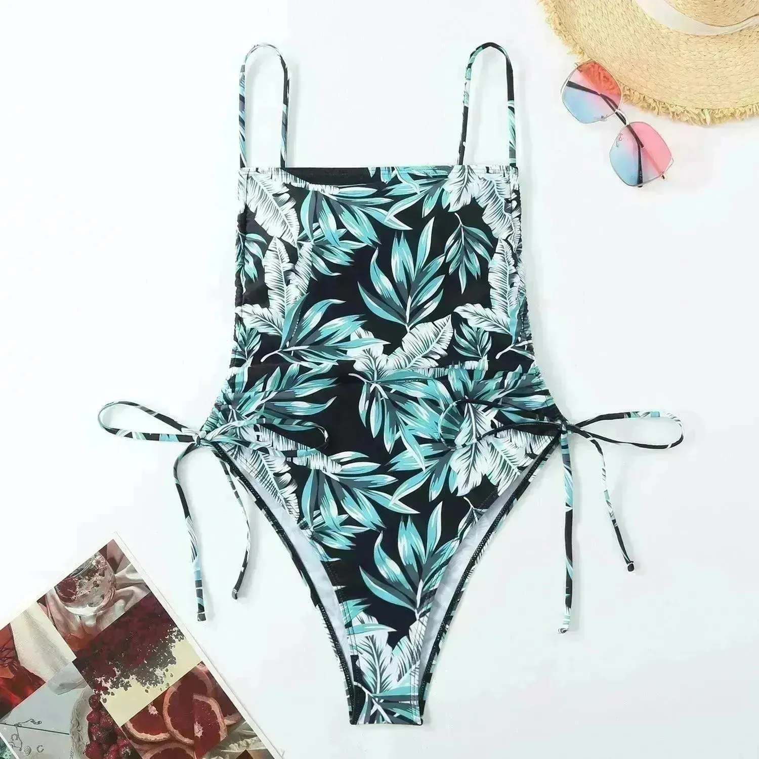 Vacation Style Drawstring Slimming Charming One Piece Swimsuit