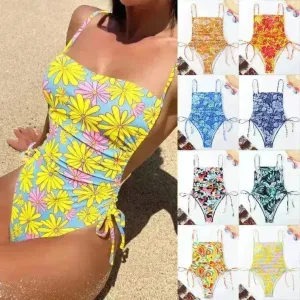 Vacation Style Drawstring Slimming Charming One Piece Swimsuit