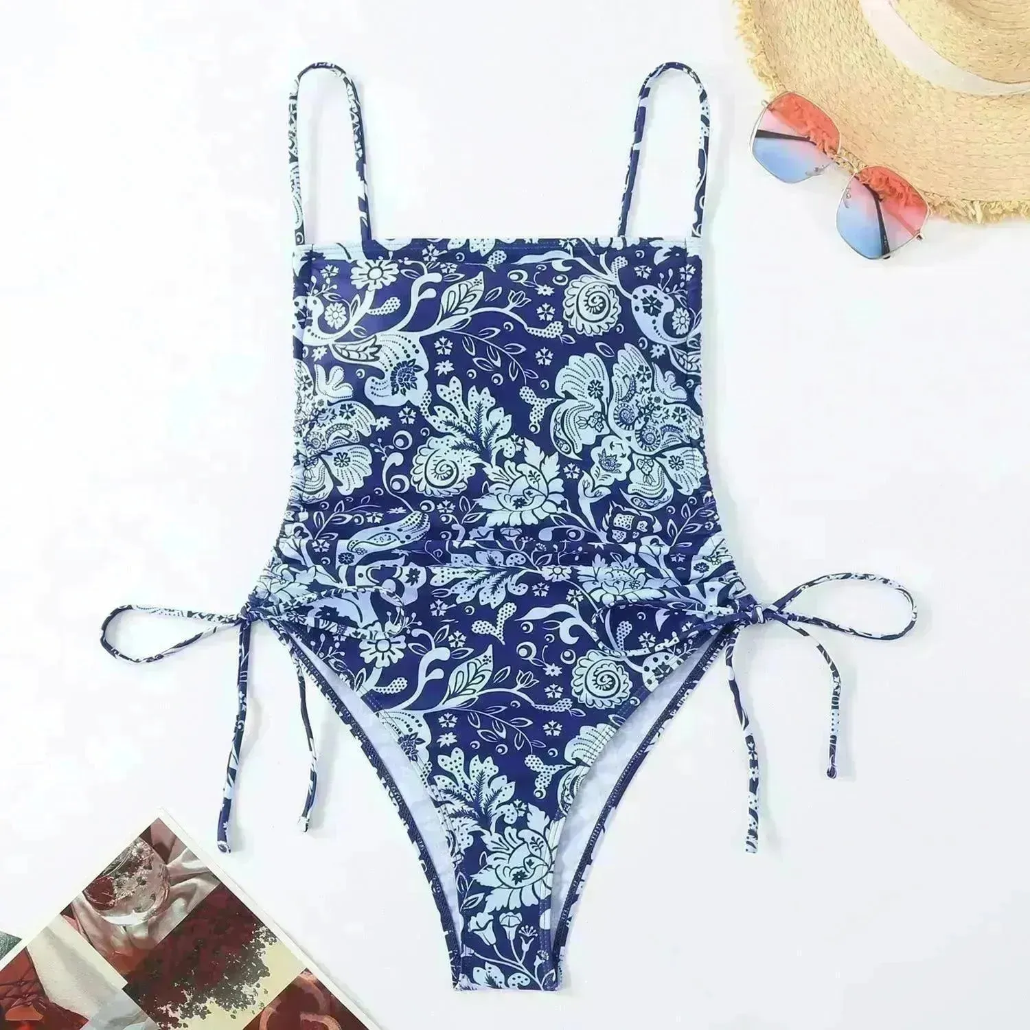 Vacation Style Drawstring Slimming Charming One Piece Swimsuit