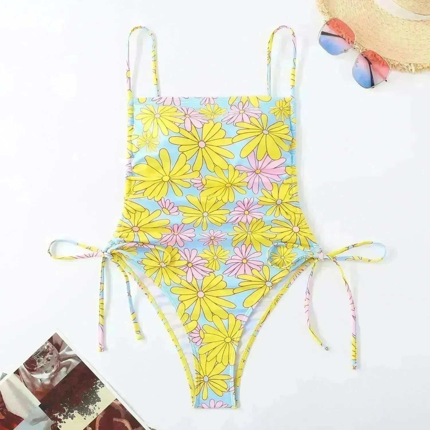 Vacation Style Drawstring Slimming Charming One Piece Swimsuit