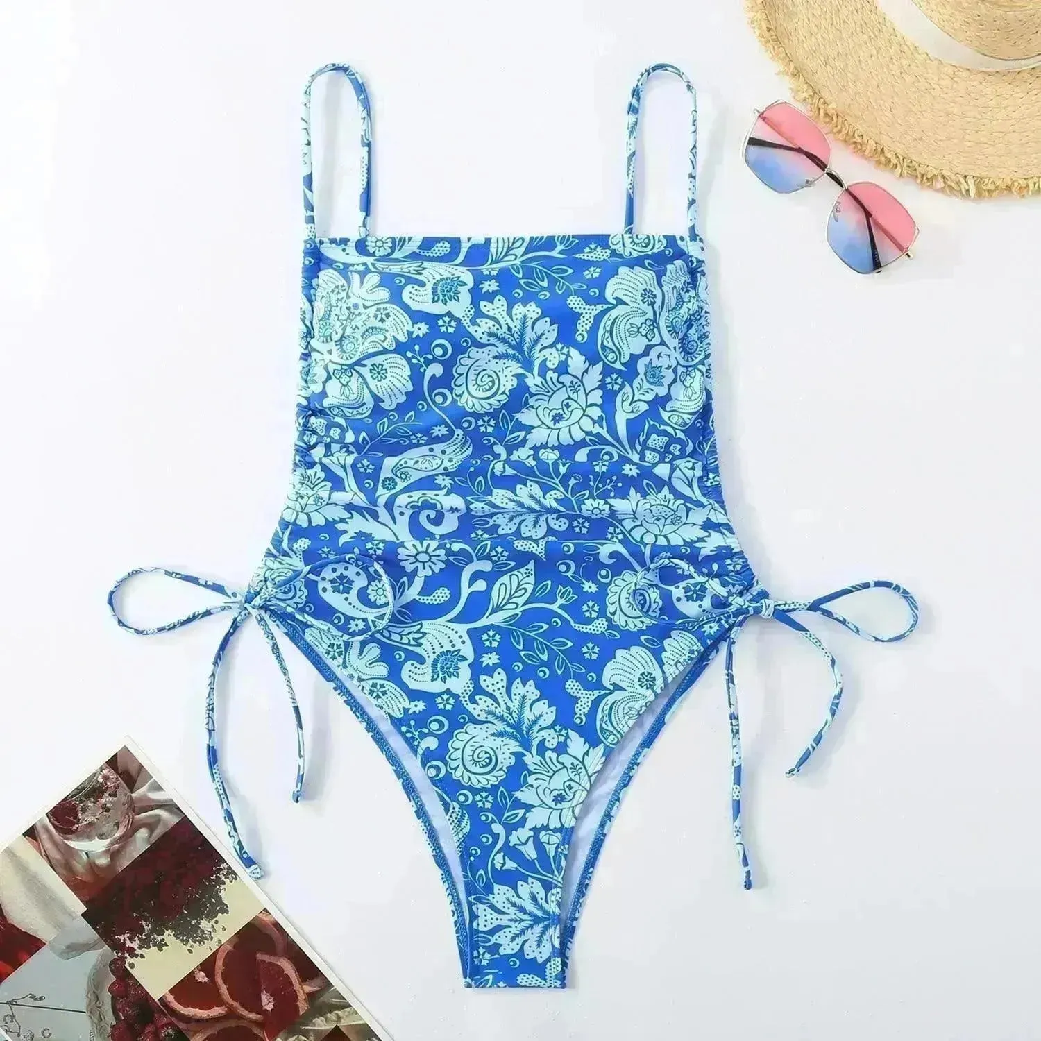 Vacation Style Drawstring Slimming Charming One Piece Swimsuit