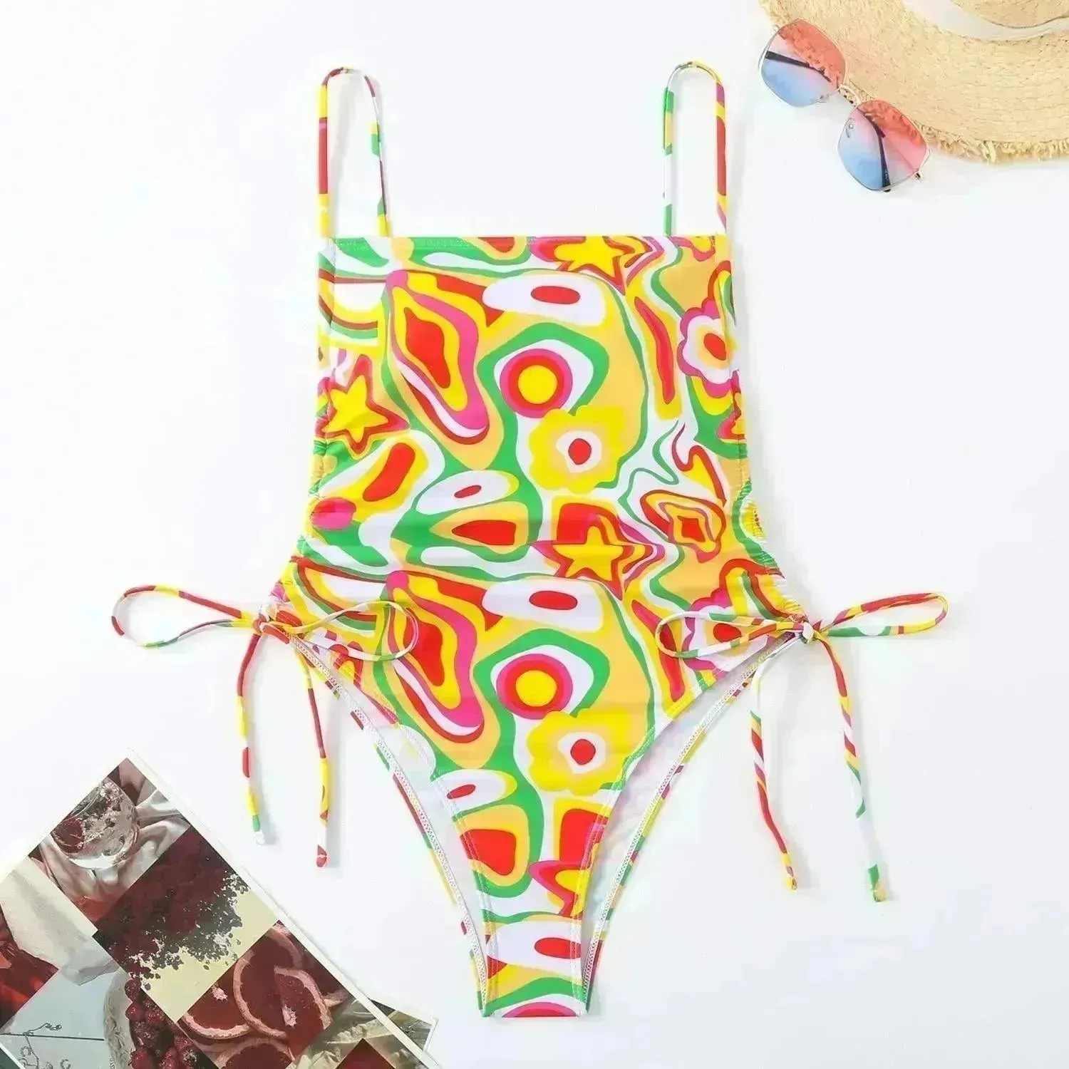 Vacation Style Drawstring Slimming Charming One Piece Swimsuit