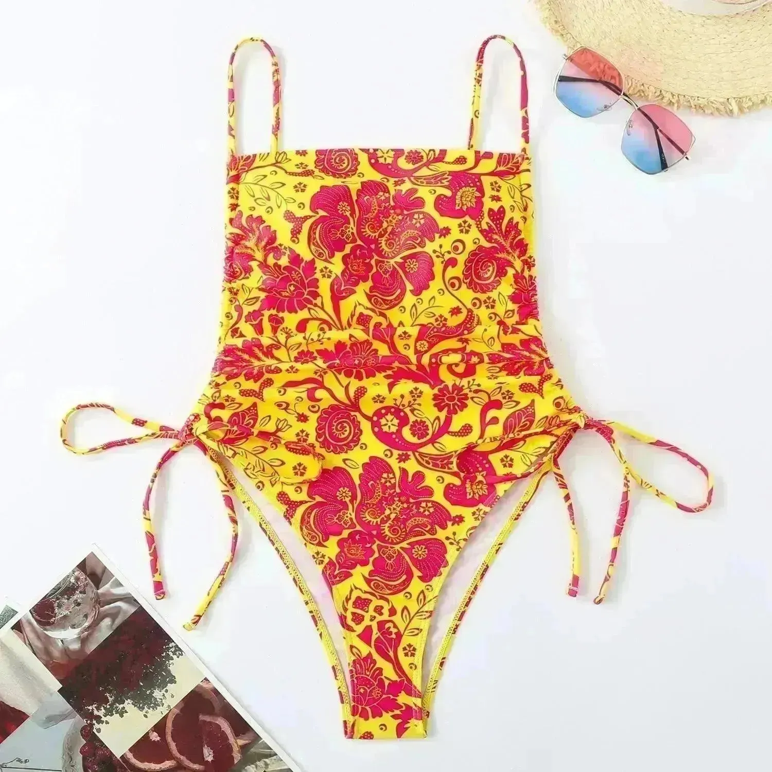 Vacation Style Drawstring Slimming Charming One Piece Swimsuit