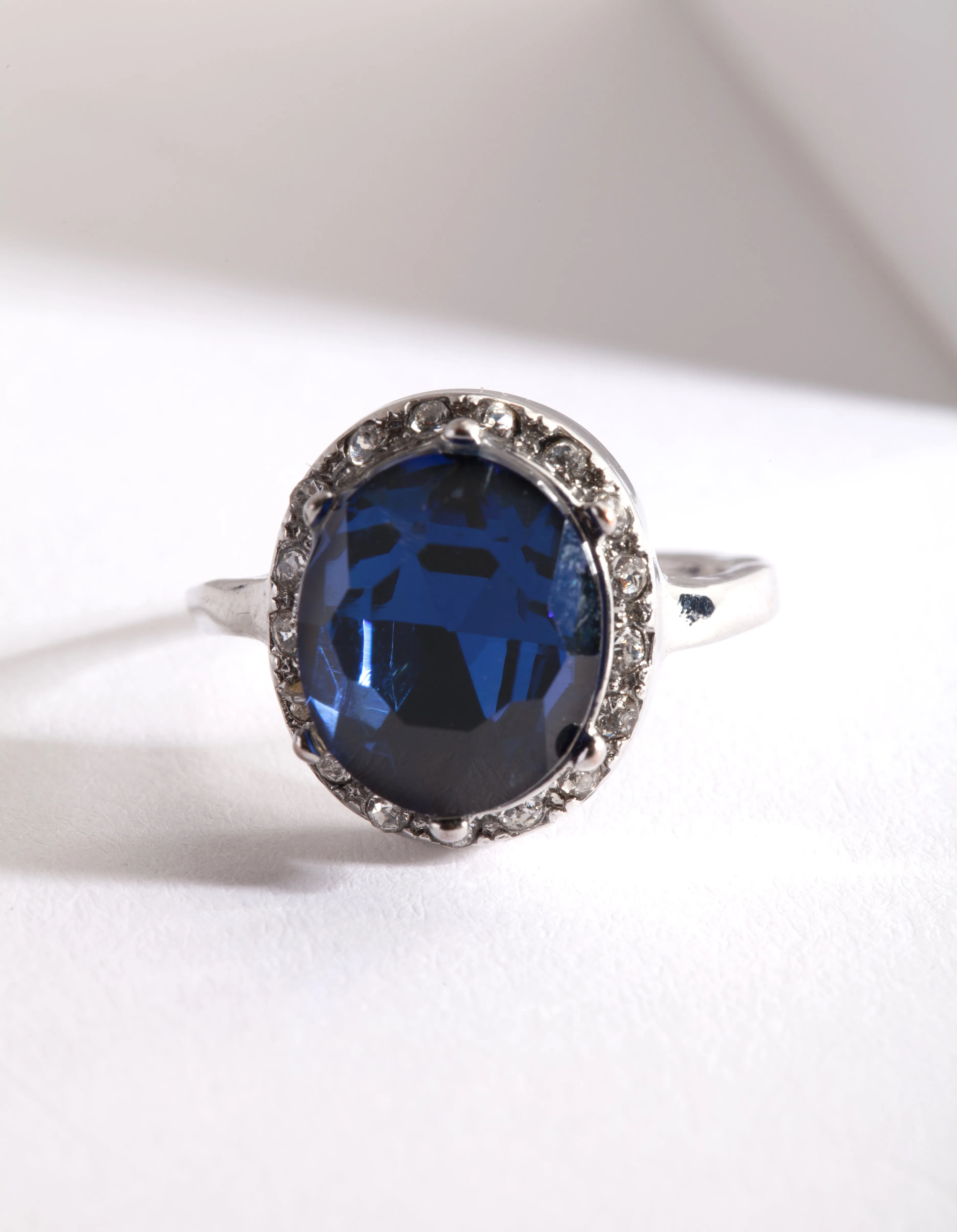 Vintage Blue Diamante Ring