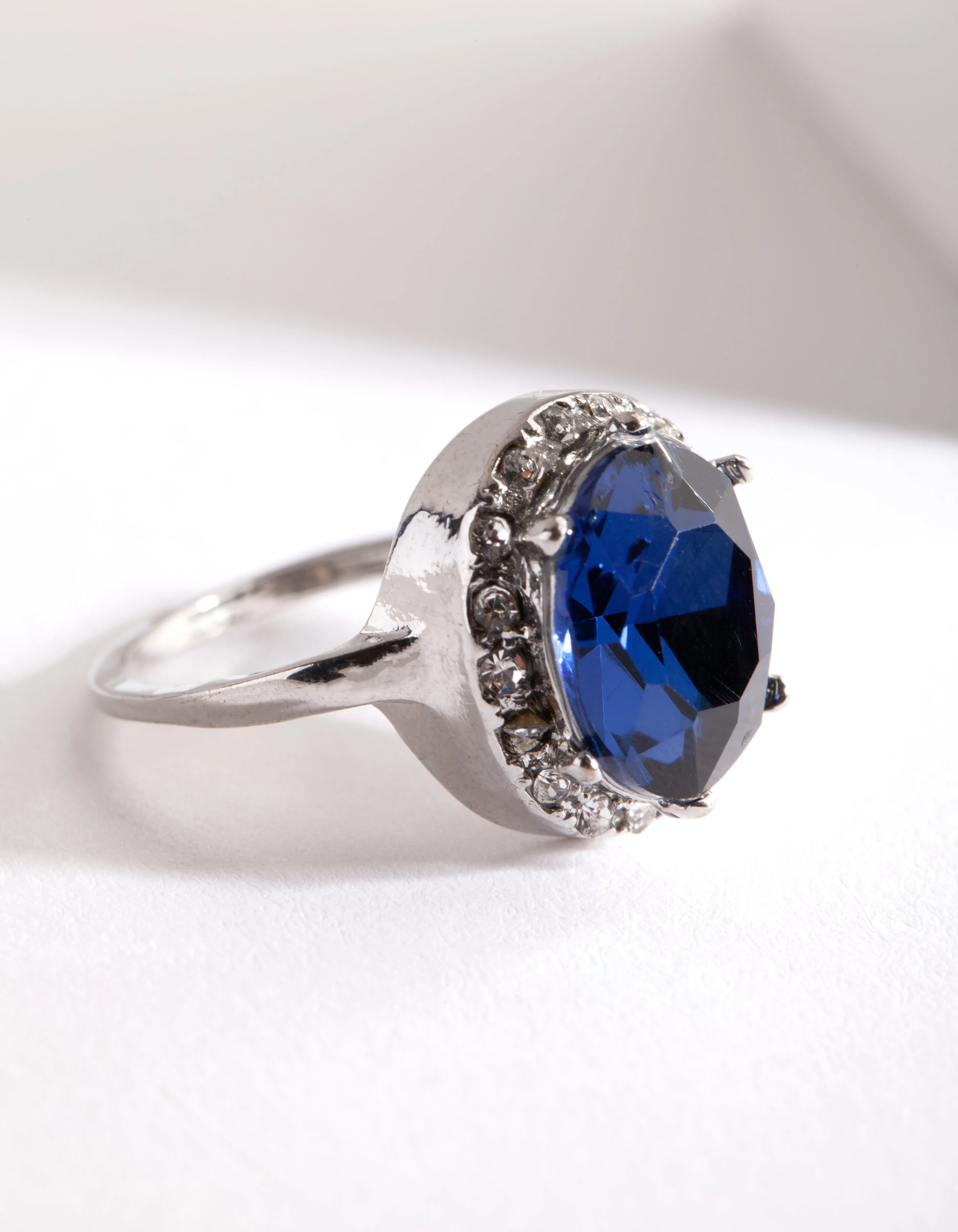 Vintage Blue Diamante Ring