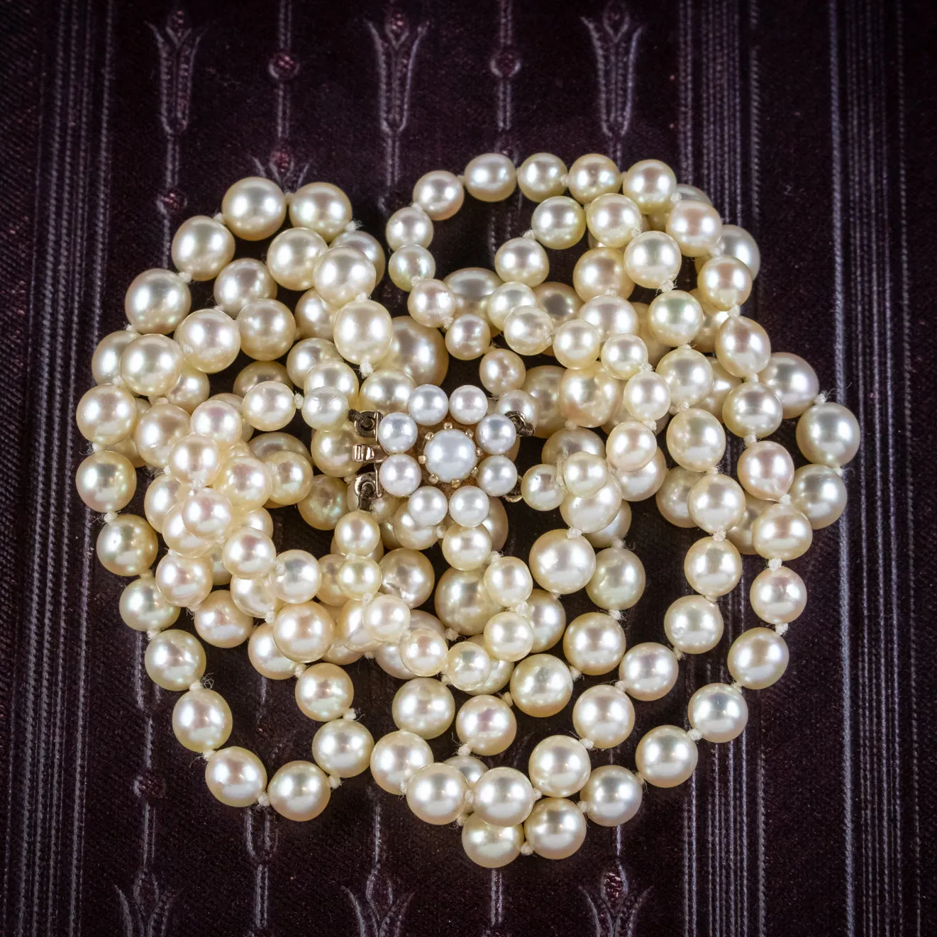 Vintage Pearl Necklace 18ct Gold Clasp Circa 1950