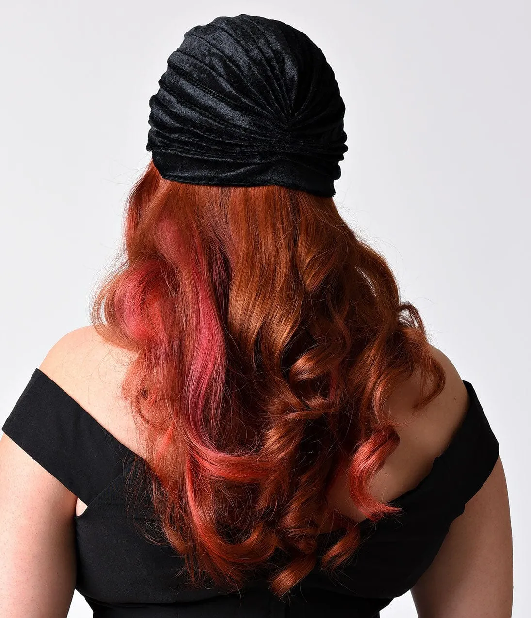 Vintage Style Black Velvet Knotted Turban