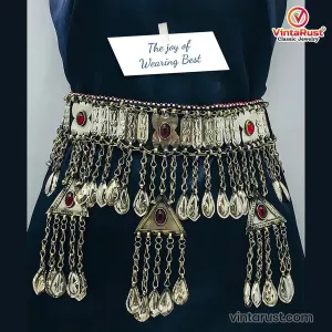 Vintage Turkman Belt With Dangling Glass Stones