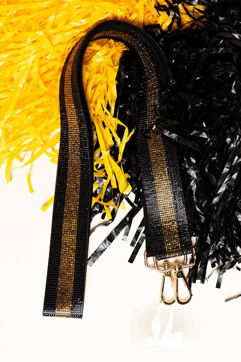 Viola Spirit Stripes Black & Gold Crystal Bag Strap