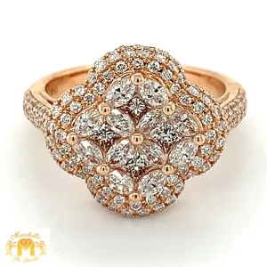 VVS/vs high clarity diamonds set in a 18k Rose Gold Clover Shaped limited edition Ring(VVS and VS diamonds)