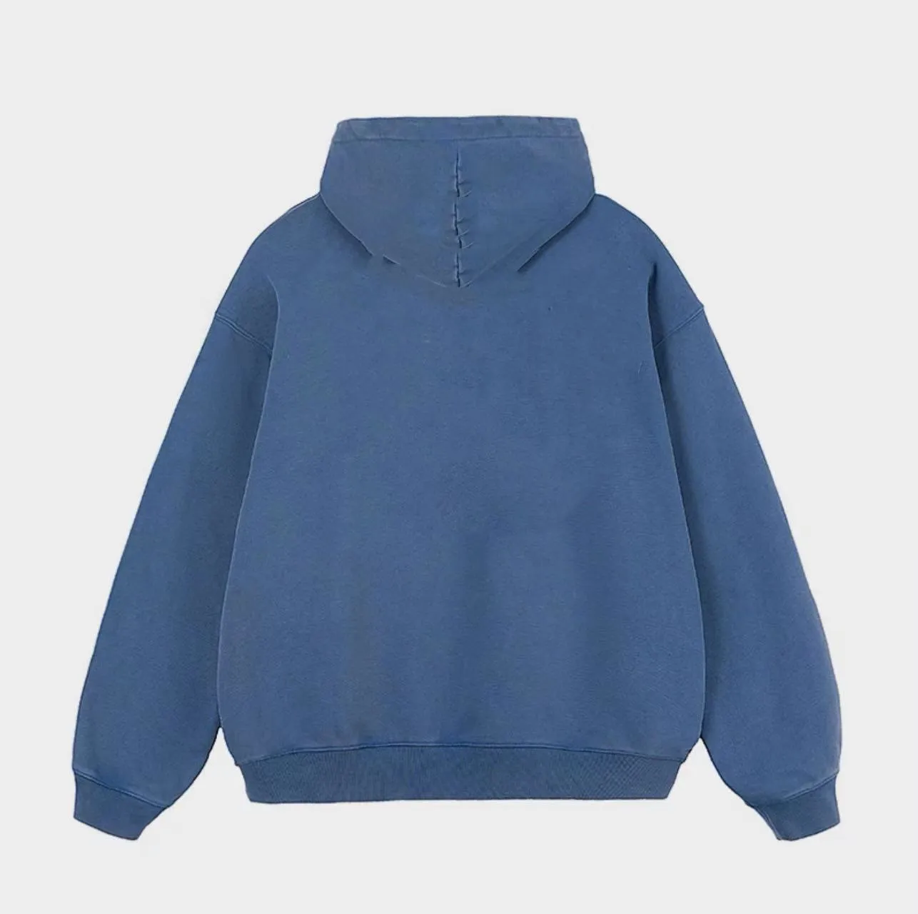 WATER WASHED DISTRESSED FLEECE HOODED SWEATSHIRT