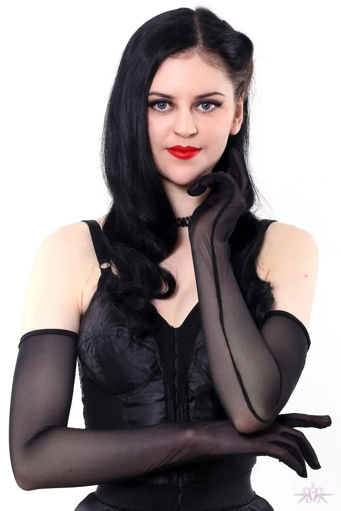 What Katie Did Long Sheer Black Gloves