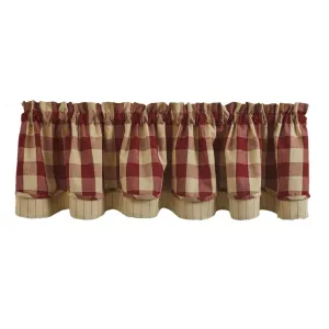 Wicklow Check Garnet Lined & Layered Valance