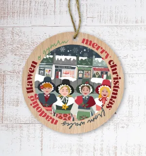 Wooden Christmas Decoration - Nadolig Llawen o Gymru (from Wales)