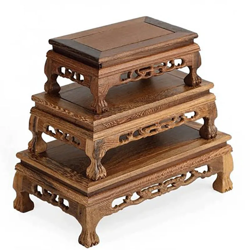 Wooden Pedestal Display In Natural Solid Wood Base For Statues, Crafts, Bonsai, Or Vase Base