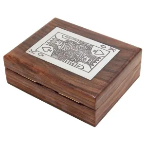 Wooden Playing Card Holder Box with Playing Card (Sheesham-Walnut)