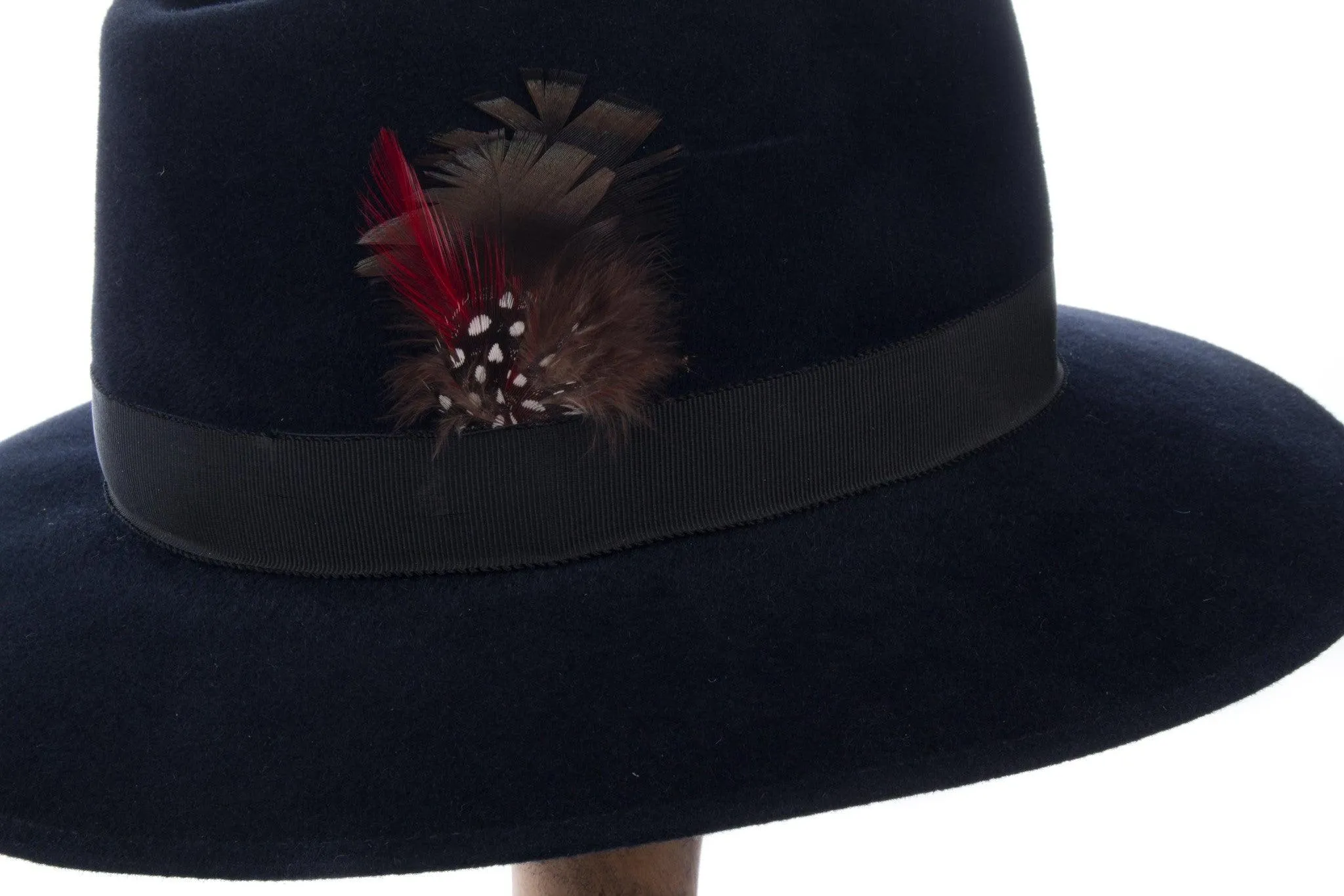 World Originals Homburg Black Felt with Feather Detail Size S (54cm)