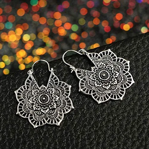 Yellow Chimes Combo of Three Pairs Classic Crafted Traditional Silver Oxidised Chand Bali Earrings For Women & Girls