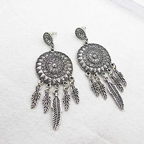 Yellow Chimes Oxidized Silver Traditional Tassels Earrings For Women & Girls