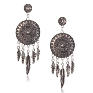 Yellow Chimes Oxidized Silver Traditional Tassels Earrings For Women & Girls