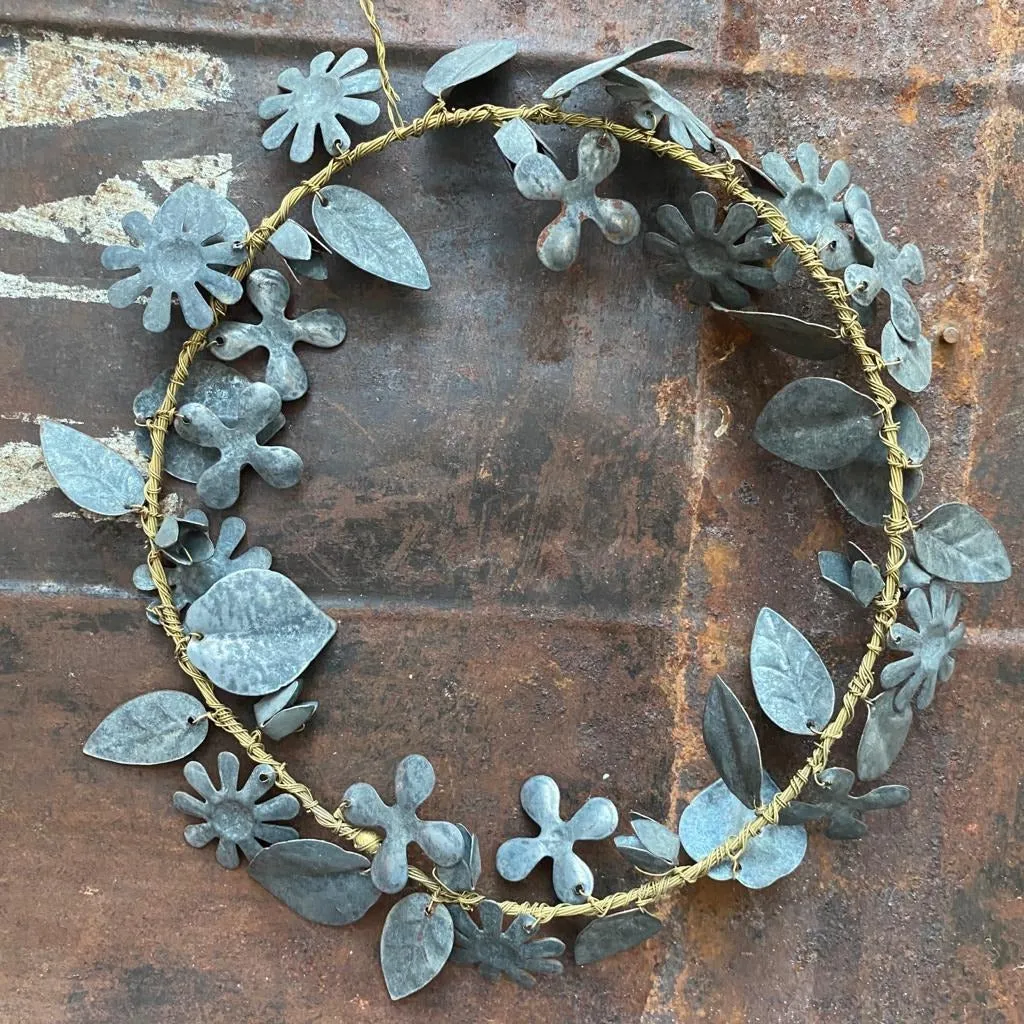 Zinc Flower & Leaf Wreath Decoration - Walther & Co, Denmark